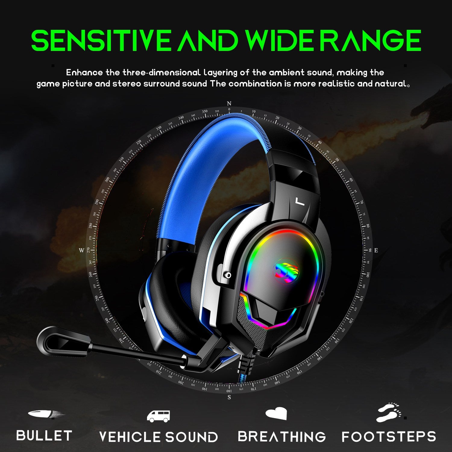 IMYB A88 Kablet Over-Ear E-sportshovedtelefon Tung bas RGB LED Light Gaming Headset IMYB A88 Kablet Over-Ear E-sportshovedtelefon Tung bas RGB LED Light Gaming Headset